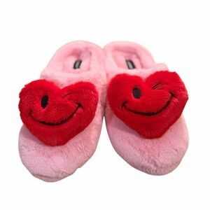 NWT Pink Valentine’s Day Slippers! Joe Boxer Winky Red Heart Design Size M 7/8